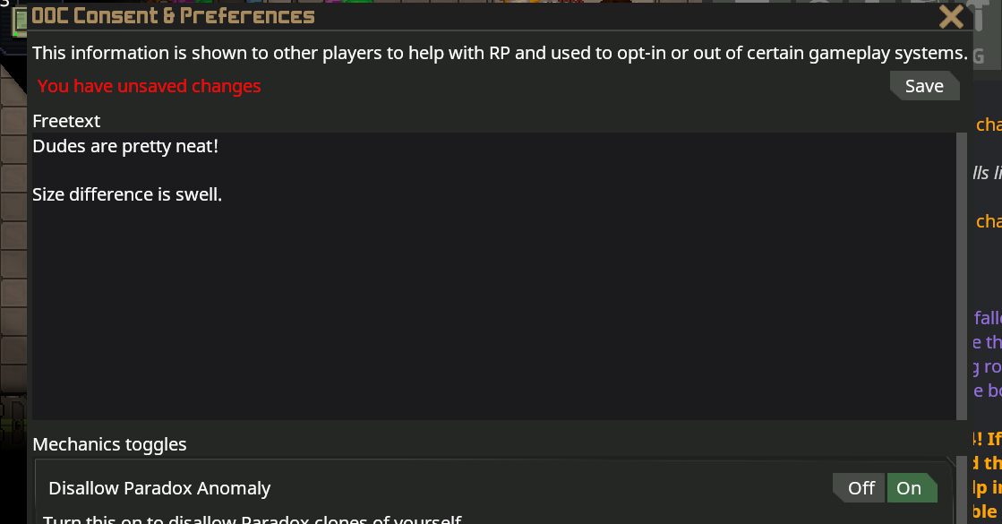 Custom Examine and OOC Consent Information